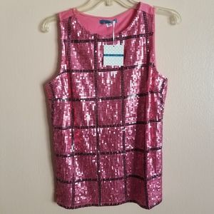 Pim + Larkin Pink Sequin Tank Top